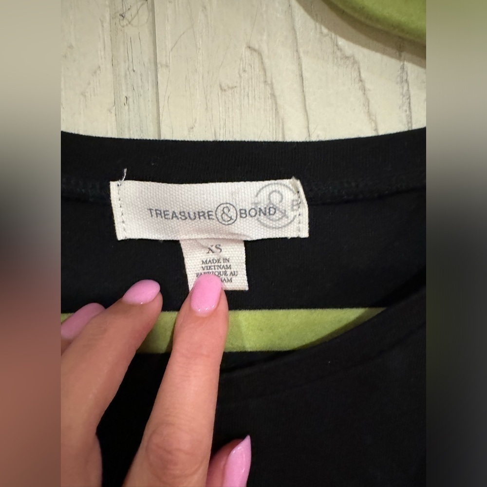 Treasure & Bond Black Dress with Side Ruching, Size XS - Picture 5 of 9